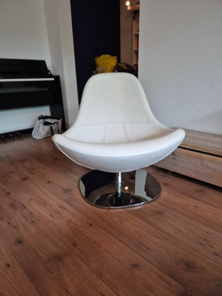 Leren kuipfauteuil  Ikea, Ophalen, Wit, Vintage, Leer