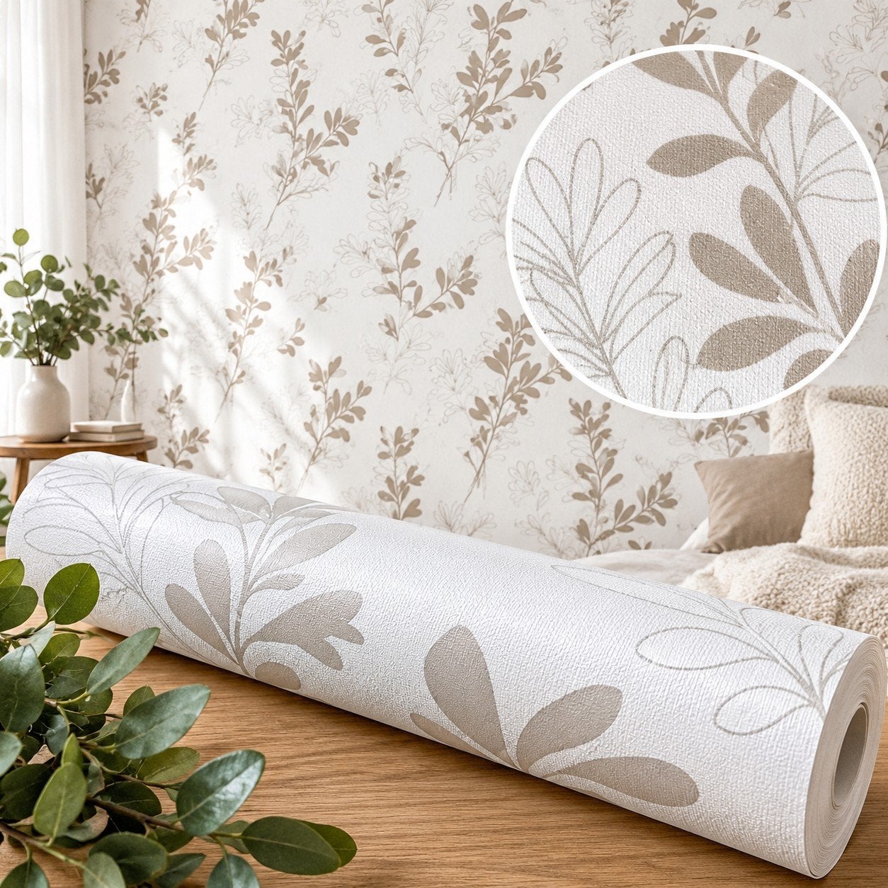 Superfresco Easy Vliesbehang - Nature White/Taupe (32-600), Graham & Brown, Bloemen, Ophalen of Verzenden, Beige