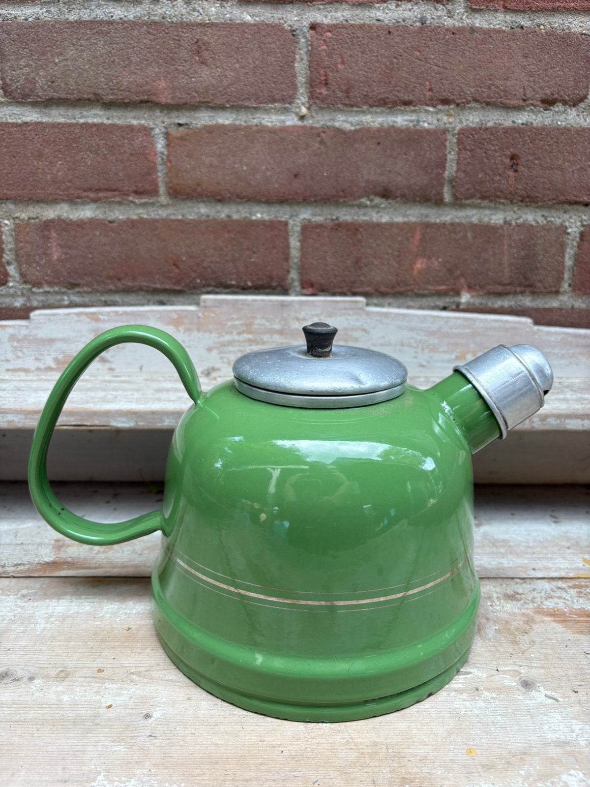 Fluitkerel reseda groen met gouden bies, Antiek en Kunst, Ophalen of Verzenden