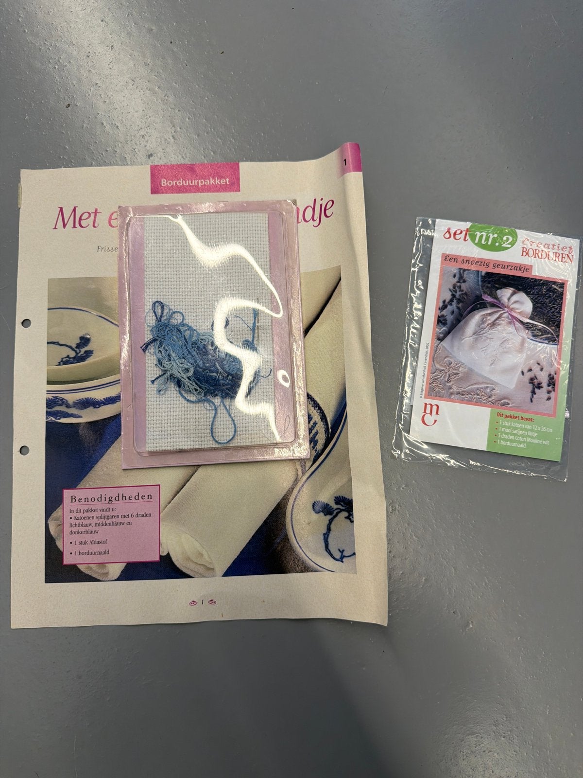 Borduurpakketjes: Geurzakje & Delfts Blauw Servet, Ophalen, Nieuw, Handborduren, Borduurpakket