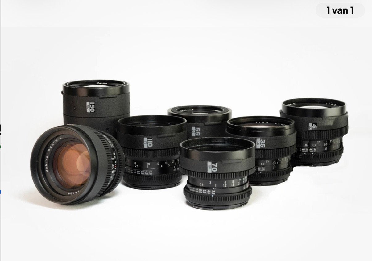 Mamiya Sekor C M645 Cine Mod Lens Set + Kipon Baveyes 0.7x, Ophalen, Zo goed als nieuw, Batterij