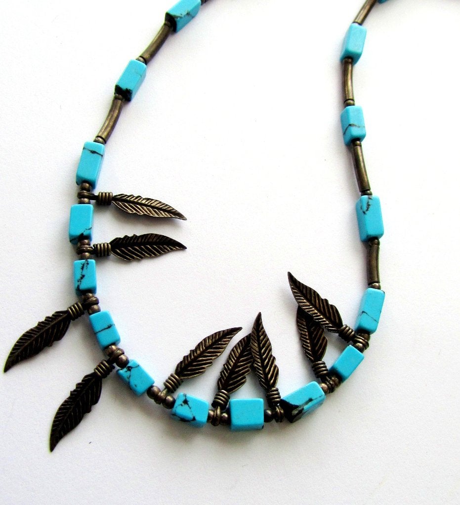 Prachtige zilveren Turquoise ketting met 9 x Wings hangers, Ophalen, Zilver, Ketting, Met edelsteen