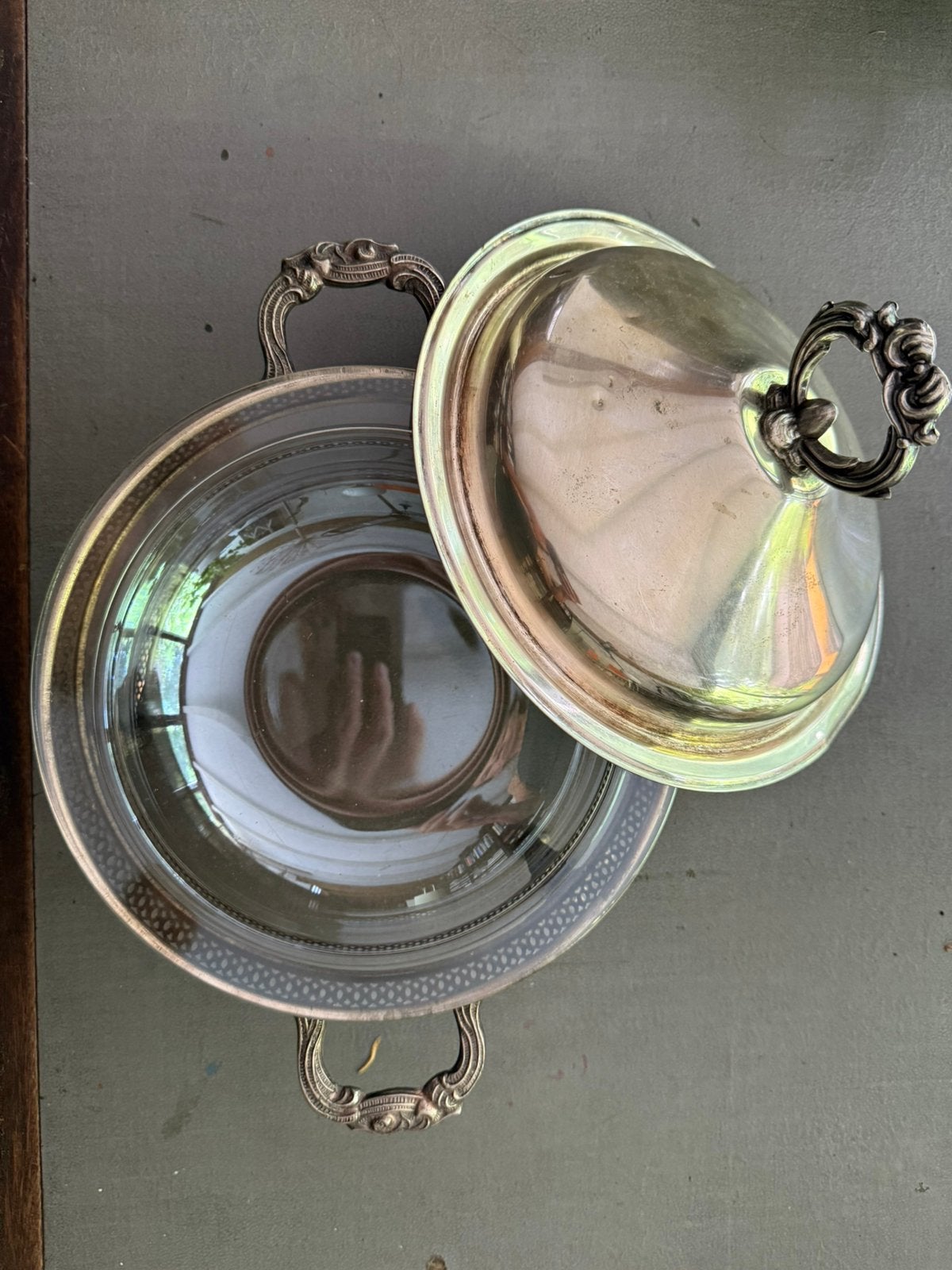 Dekschalen verzilverd met glazen binnenschaal 2 stuks, Ophalen of Verzenden, Glas, Overige stijlen, Glas of Glazen