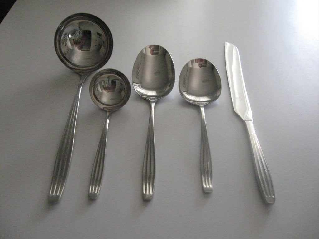 5 Gero zilmeta keuken accesoires, Ophalen, Zo goed als nieuw, Rvs of Chroom, Los bestek