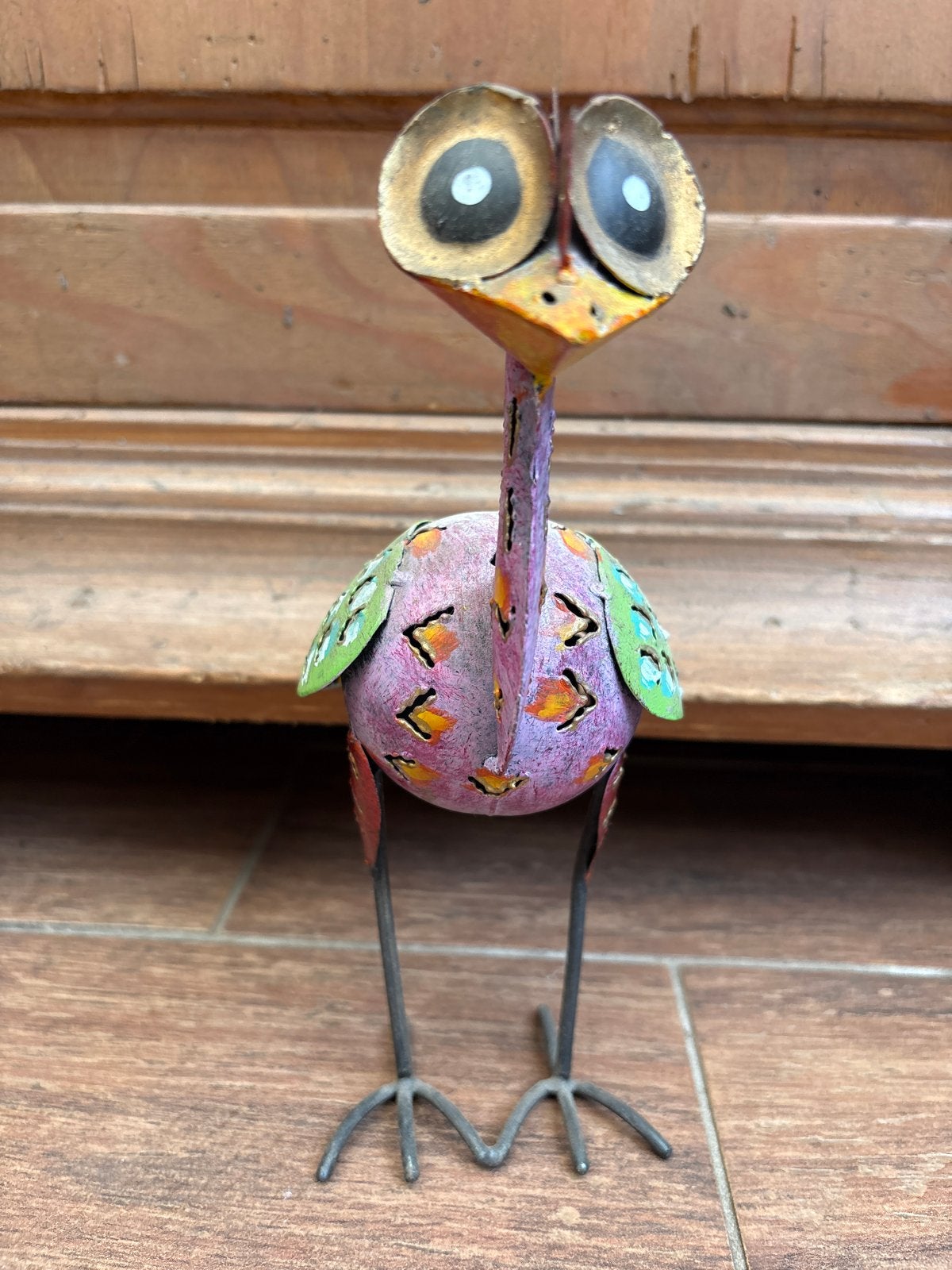 Kleurrijk metalen beeldje van een vogel, Huis en Inrichting, Woonaccessoires | Overige, Ophalen, Gebruikt, Meerkleurig, Overige stijlen