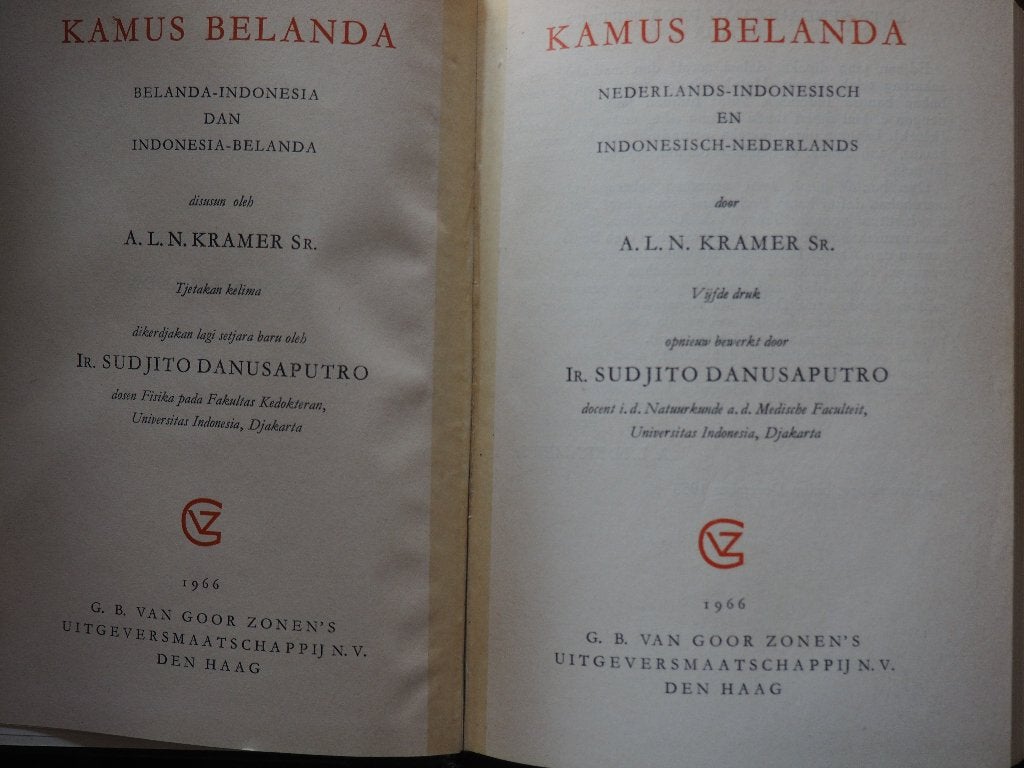 Kamus Belanda Nederlands Indonesisch en Ind-NL ALN Kramer, Gelezen, Non-fictie, Ophalen of Verzenden, ALN Kramer en  ir Sudjito Danusputro