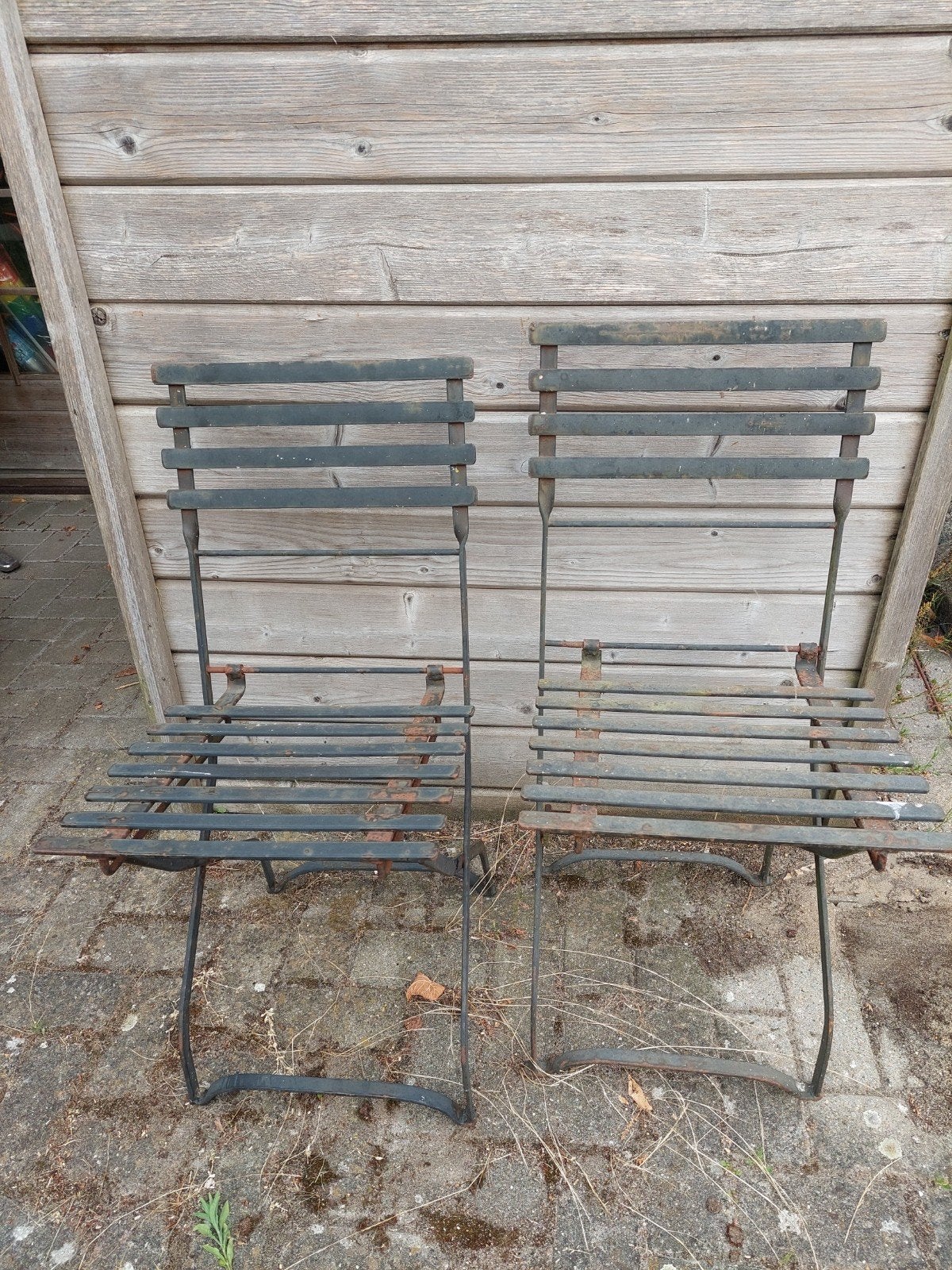 Set van 2 vintage metalen tuinstoelen, Ophalen