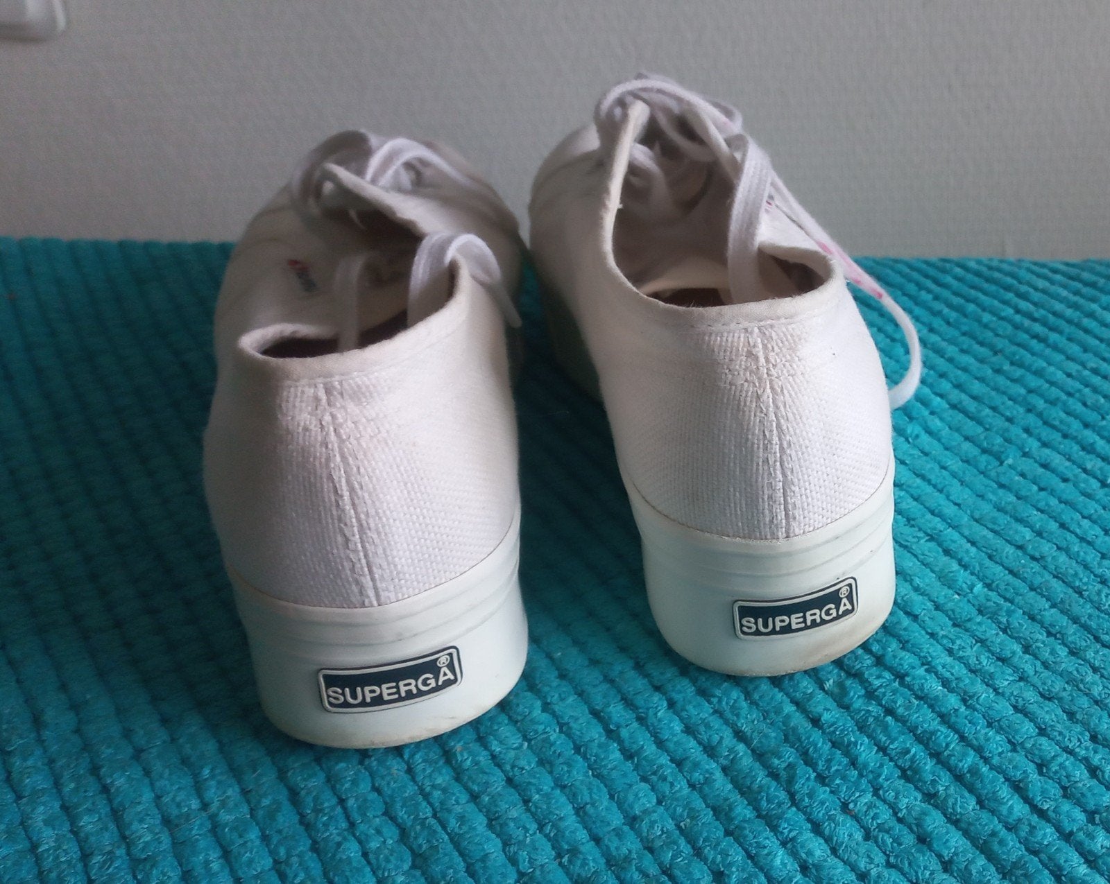 Superga witte sneakers met platformzool - Maat 38, Ophalen, Wit, Superga, Sneakers of Gympen
