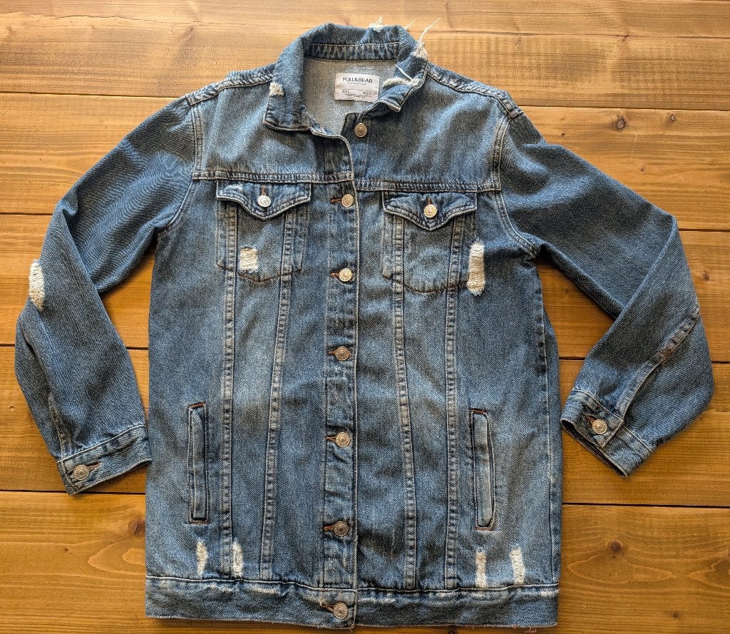 Pull & Bear spijker Jas Maat S, Kleding | Dames, Jassen | Zomer, Ophalen of Verzenden, Zo goed als nieuw, Maat 36 (S), Blauw