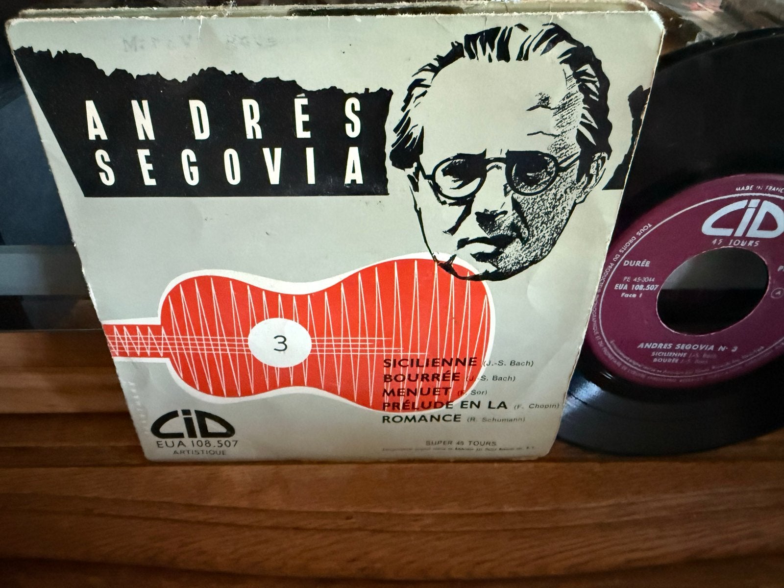 Andrés Segovia - Sicilienne / Bourrée / Menuet / Prélude / R, 7 inch, Ophalen of Verzenden, Zo goed als nieuw, EP