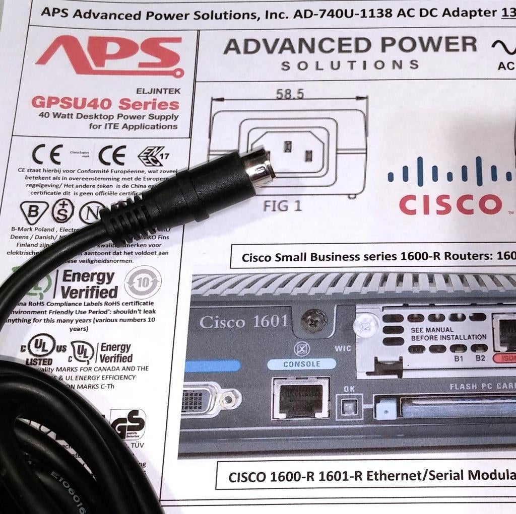 APS AD-740U-1138 AC Adapter 13.8V 14V 2.8A 39W Cisco 1600-R, Ophalen of Verzenden, Zo goed als nieuw