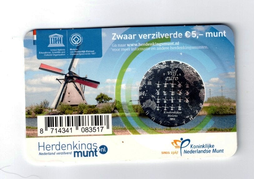 Molen Vijfje 2014 (Coincard) nr 7, Ophalen of Verzenden, Koningin Beatrix, Euro's, Losse munt