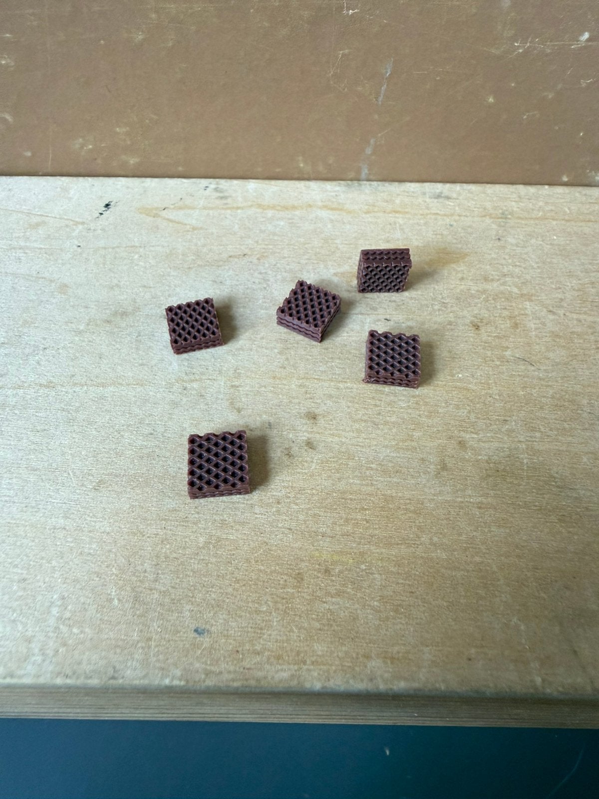5x chocolade wafel - 0.9cm - kunststof, Ophalen of Verzenden, Zo goed als nieuw, Poppenhuis
