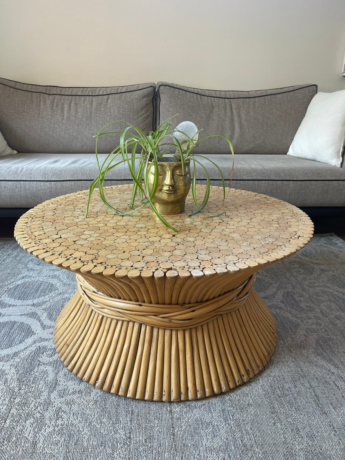 Vintage salontafel McGuire, Gebruikt, Rond, Mid-century, vintage, design, 5 – 50