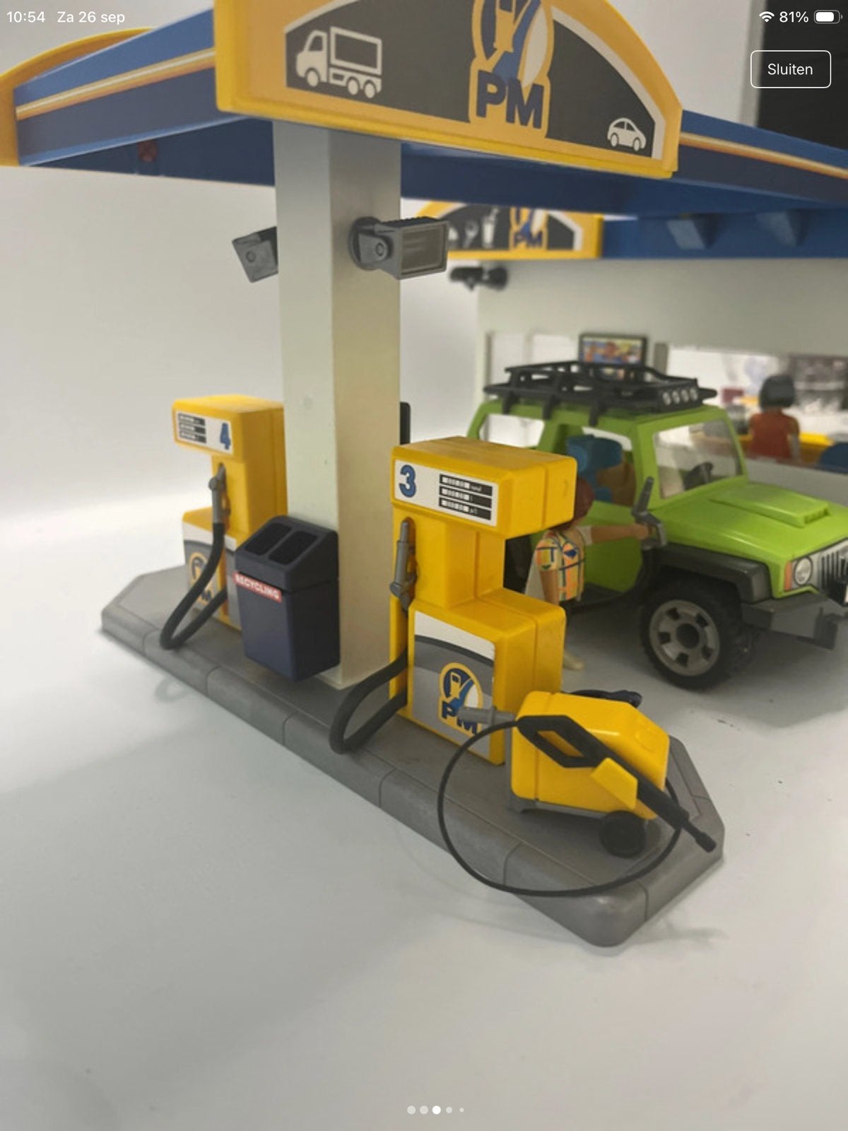 Playmobil Tankstation met Service en Jeep -, Gebouw, Complete set, Ophalen of Verzenden, Zo goed als nieuw