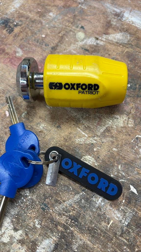 Oxford patriot schijfslot Art 4 3 sleutels, Motoren, Ophalen of Verzenden, Zo goed als nieuw