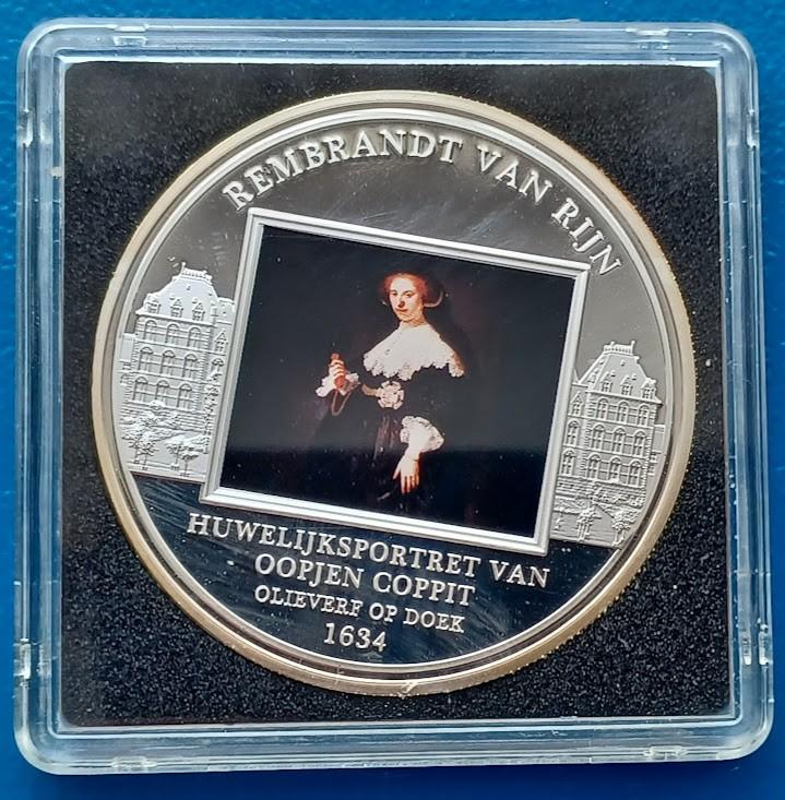 Penning Rembrandt van Rijn Huwelijksportret Oopjen Coppit BU, Postzegels en Munten, Penningen en Medailles, Verzenden, Overige materialen