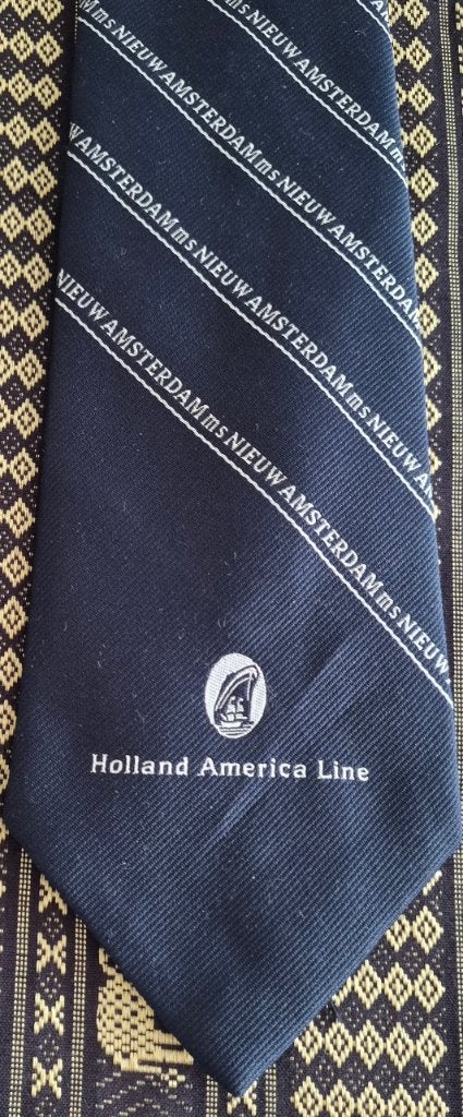 Holland America Line stropdas MS Nieuw Amsterdam, Ophalen of Verzenden, Nieuw, Blauw