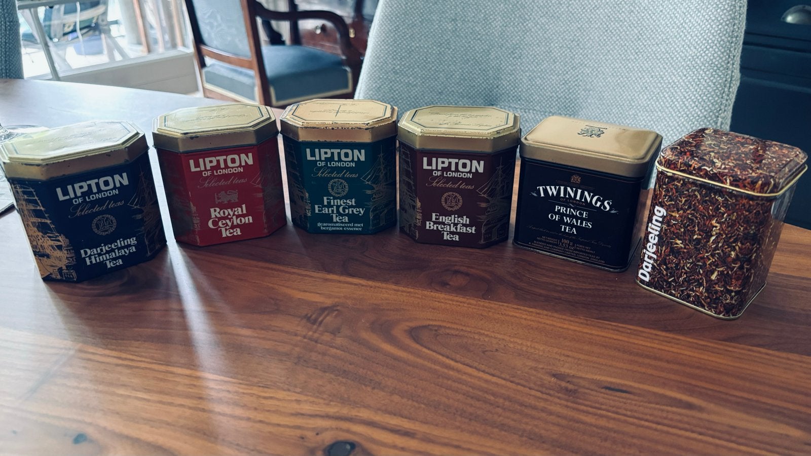 Lipton en Twinings theeblikken - Vintage collectie, Ophalen, Gebruikt, Thee, Overige merken