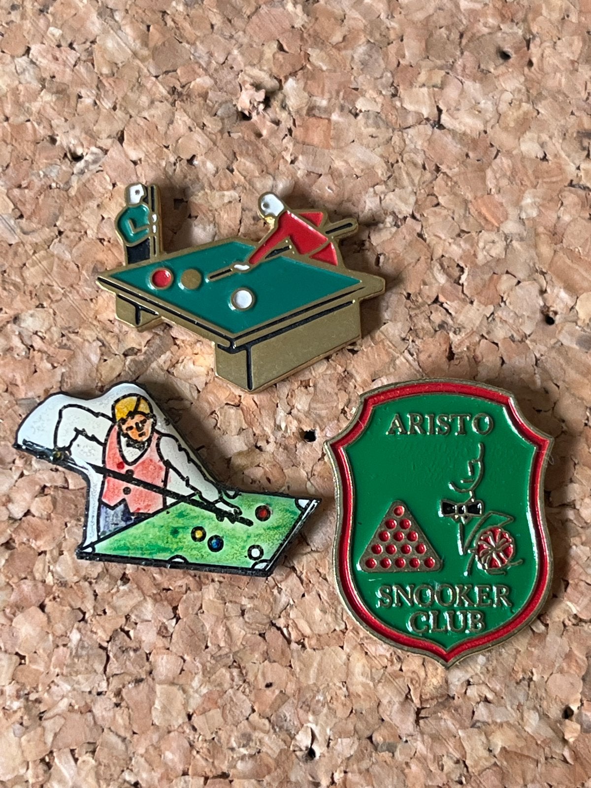 Set van 3 vintage biljart/snooker pins, Gebruikt, Overige typen, Ophalen of Verzenden, Nvt