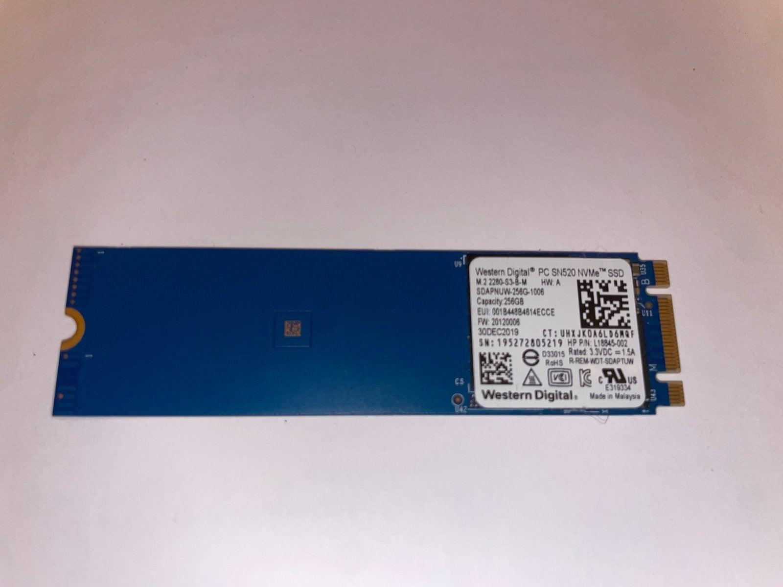 Western Digital PC SN520 NVMe SSD 256GB M.2, Intern, Server, Ophalen of Verzenden, Zo goed als nieuw