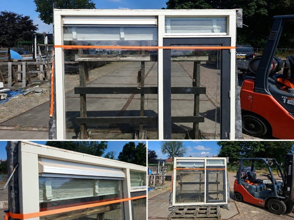 Kozijn hardhout, met isolatieglas en ventilatie rooster, Ophalen, Gebruikt, Raamkozijn, 150 tot 225 cm