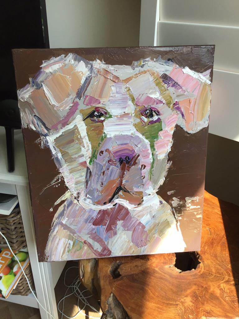 hond op canvas,honden schilderij,bully,hond boxer, Ophalen, Zo goed als nieuw, Hond of Kat, Opgezet dier