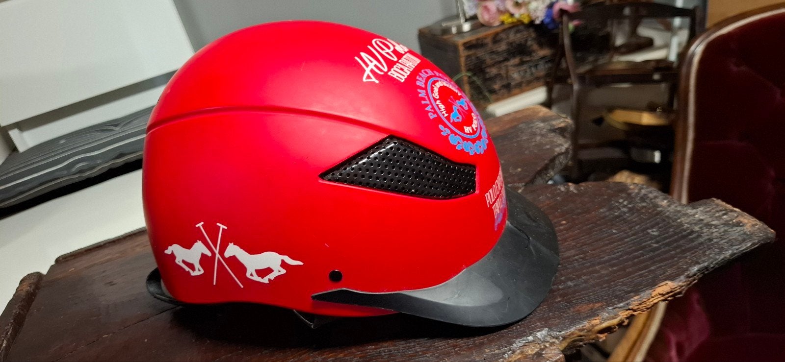 verstelbare rode cap van HV Polo. maat 57 / 58 / L, Dieren en Toebehoren, Paardrijkleding, Rood, Dressuur, Ophalen of Verzenden