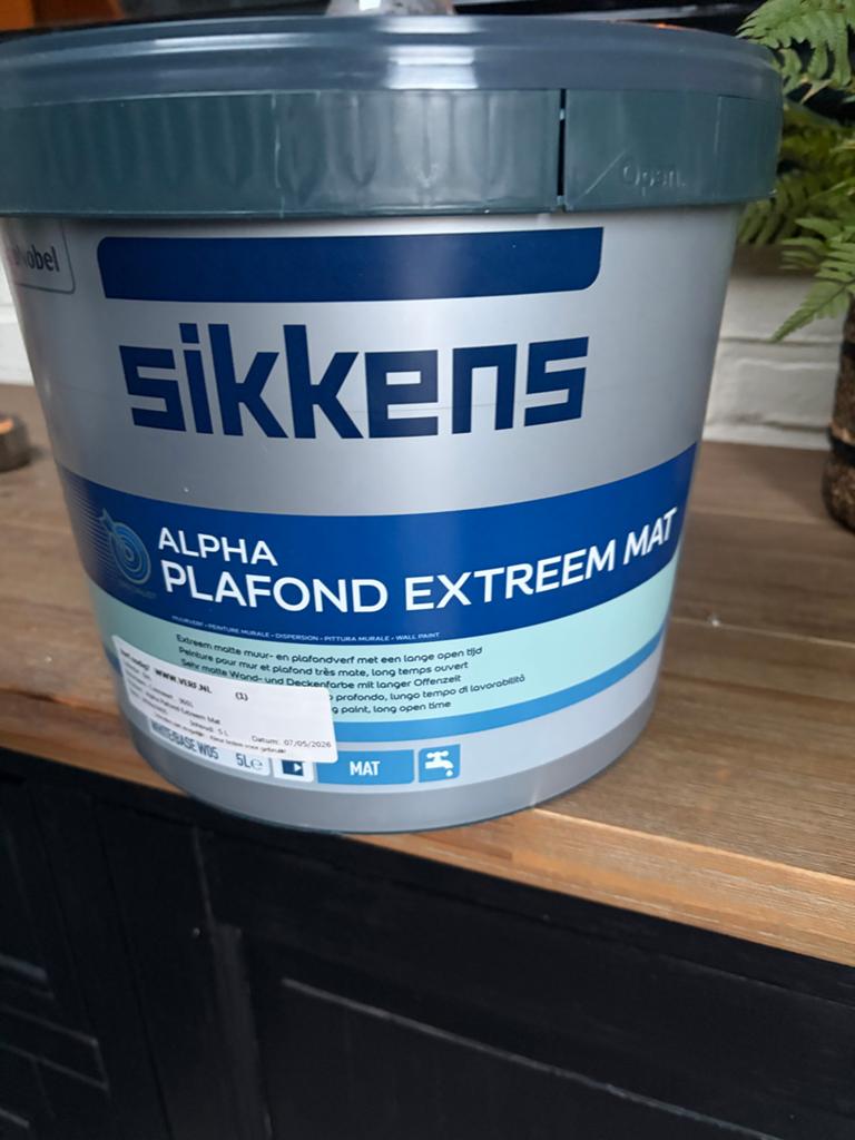 Nieuwe Sikkens Alpha Plafond Extreem Mat 5L 9001, Overige kleuren, Nieuw, Ophalen of Verzenden, Verf