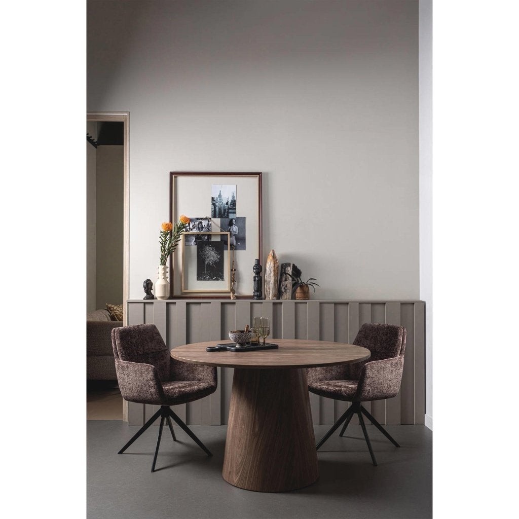 WOOOD eetkamertafel Maan walnoot blad en donkerbruine poot, Huis en Inrichting, Tafels | Eettafels, Ophalen, 100 tot 150 cm, 150 tot 200 cm