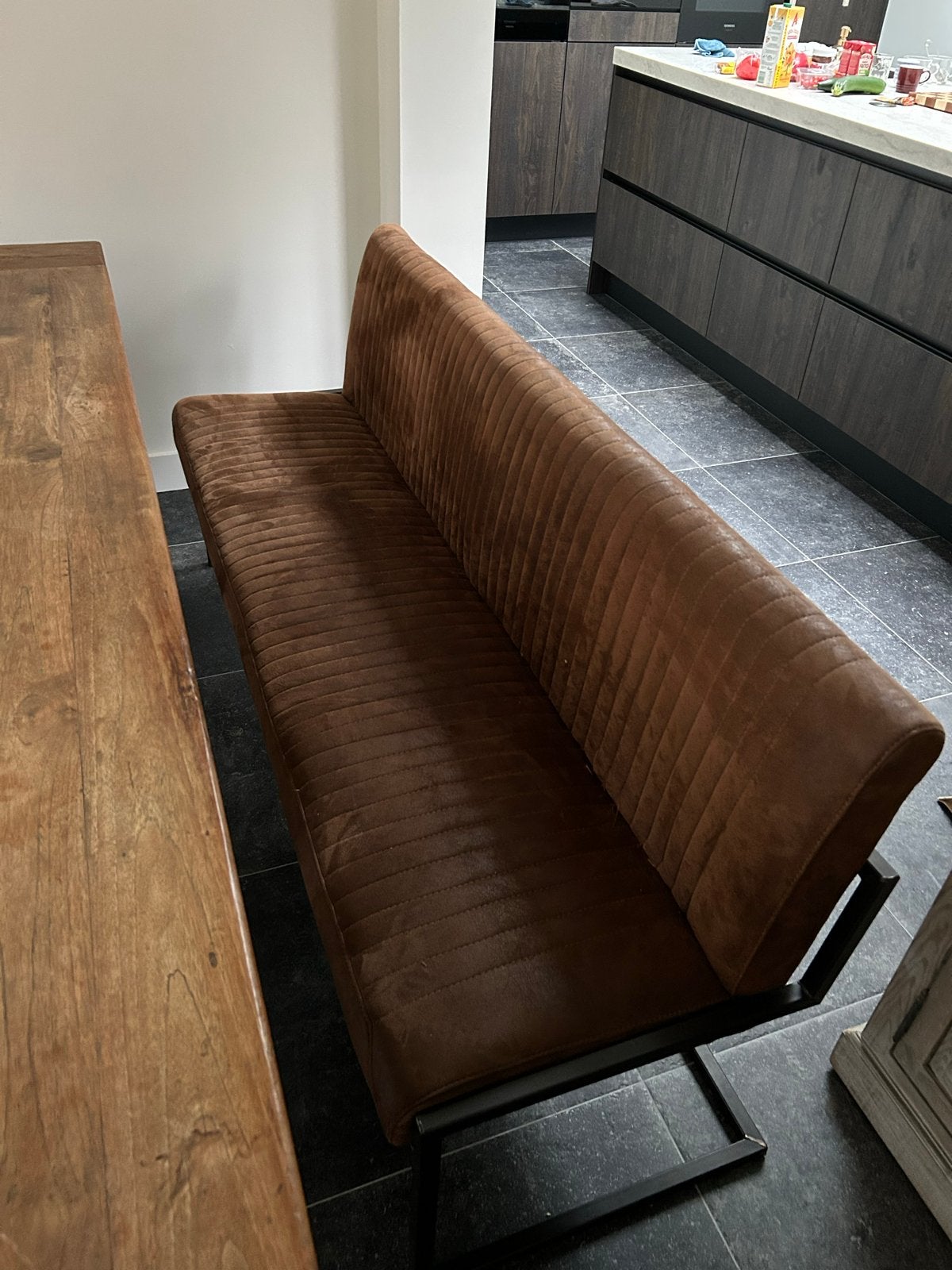 Lederen tafelbank 180cm breed, Huis en Inrichting, Ophalen, Gebruikt, Minder dan 75 cm, 150 tot 200 cm