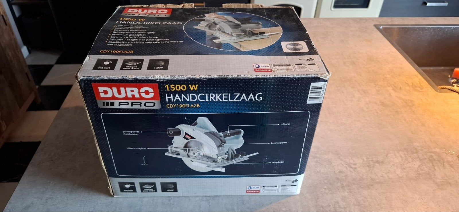 Duro Pro 1500W Handcirkelzaag - Zo goed als nieuw, Cirkelzaag, 70 mm of meer, Duro Pro, Ophalen of Verzenden