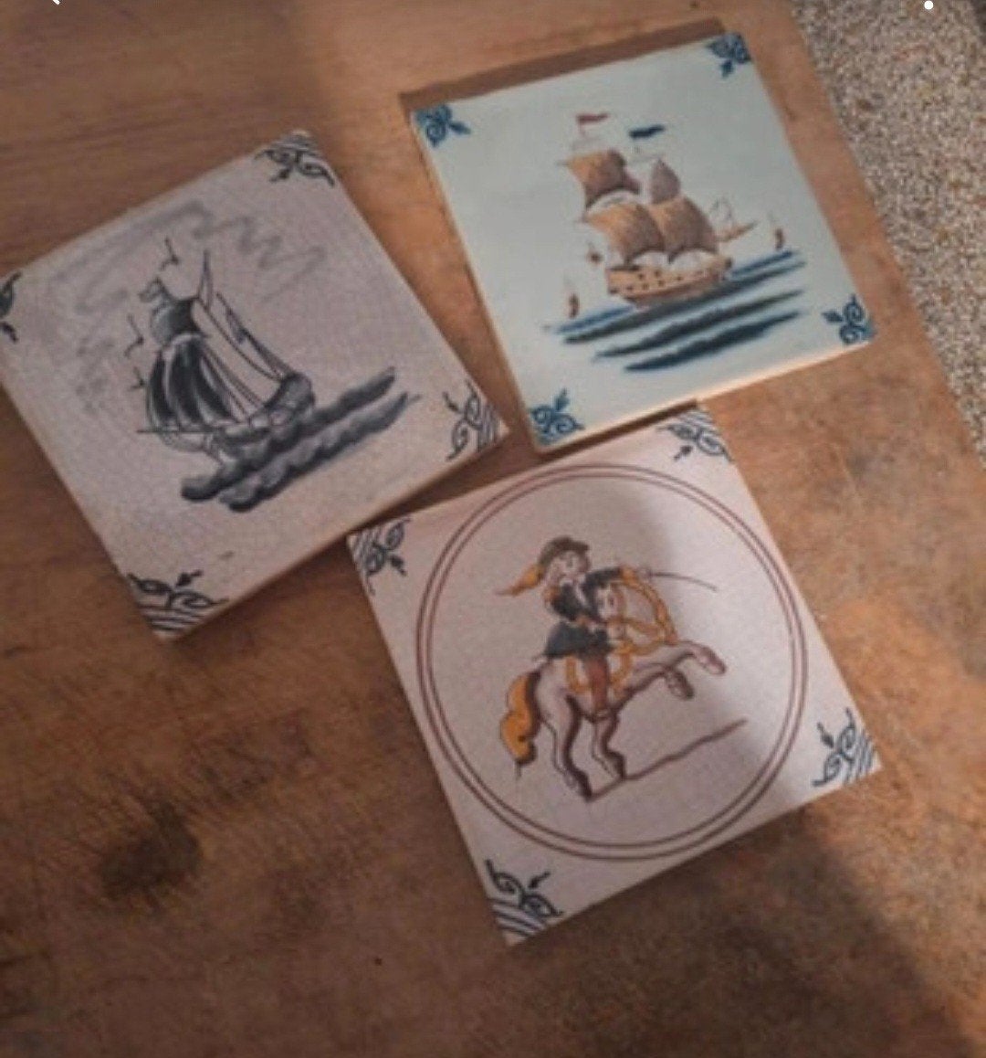 3 Vintage Tegeltjes Tichelaar Makkum, Ophalen of Verzenden