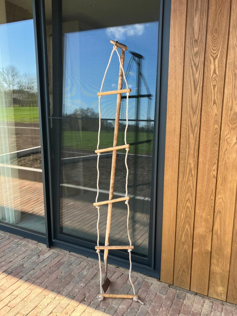 Houten touwladder - Ideaal voor boomhut of speeltoestel, Gebruikt, Ophalen of Verzenden, Ladder, Opvouwbaar of Inschuifbaar