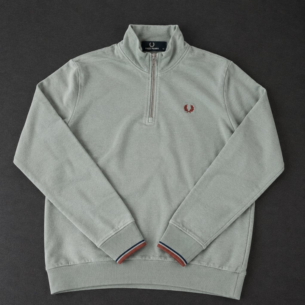 Fred Perry Quarter Zip Sweater Mint Groen – Maat M, Maat 48/50 (M), Ophalen of Verzenden, Zo goed als nieuw, Fred Perry