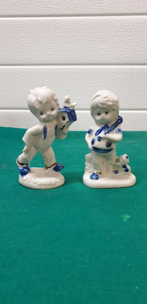 beeld jongen meisje delfts blauw, Ophalen of Verzenden