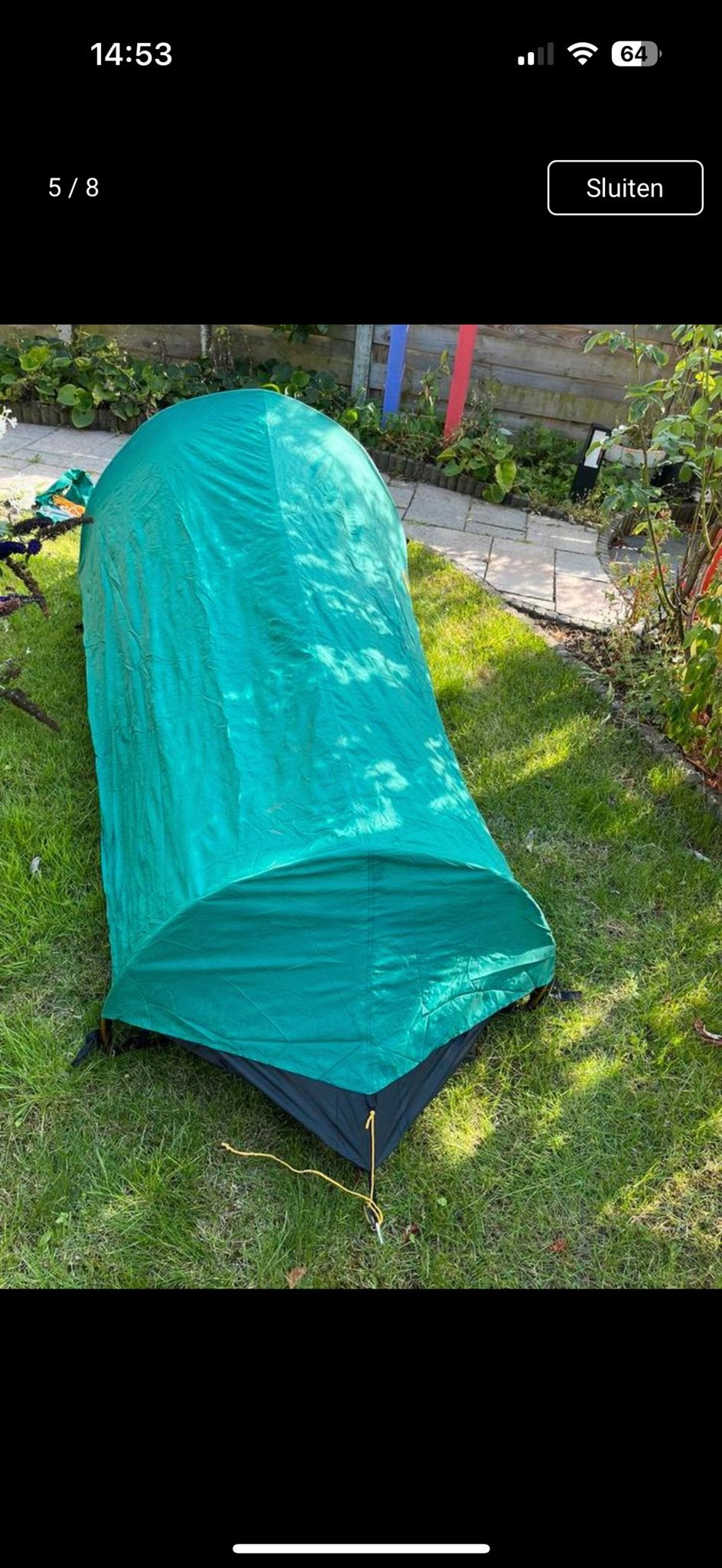 Eureka Moonlight Shadow Solo lichtgewicht groen tentje, Ophalen, Gebruikt, Tot en met 2