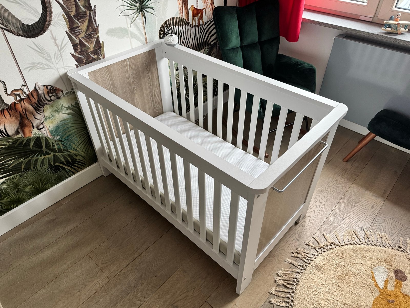 babybedje wit/hout met matras, Ophalen, Wit, Zo goed als nieuw, Hout