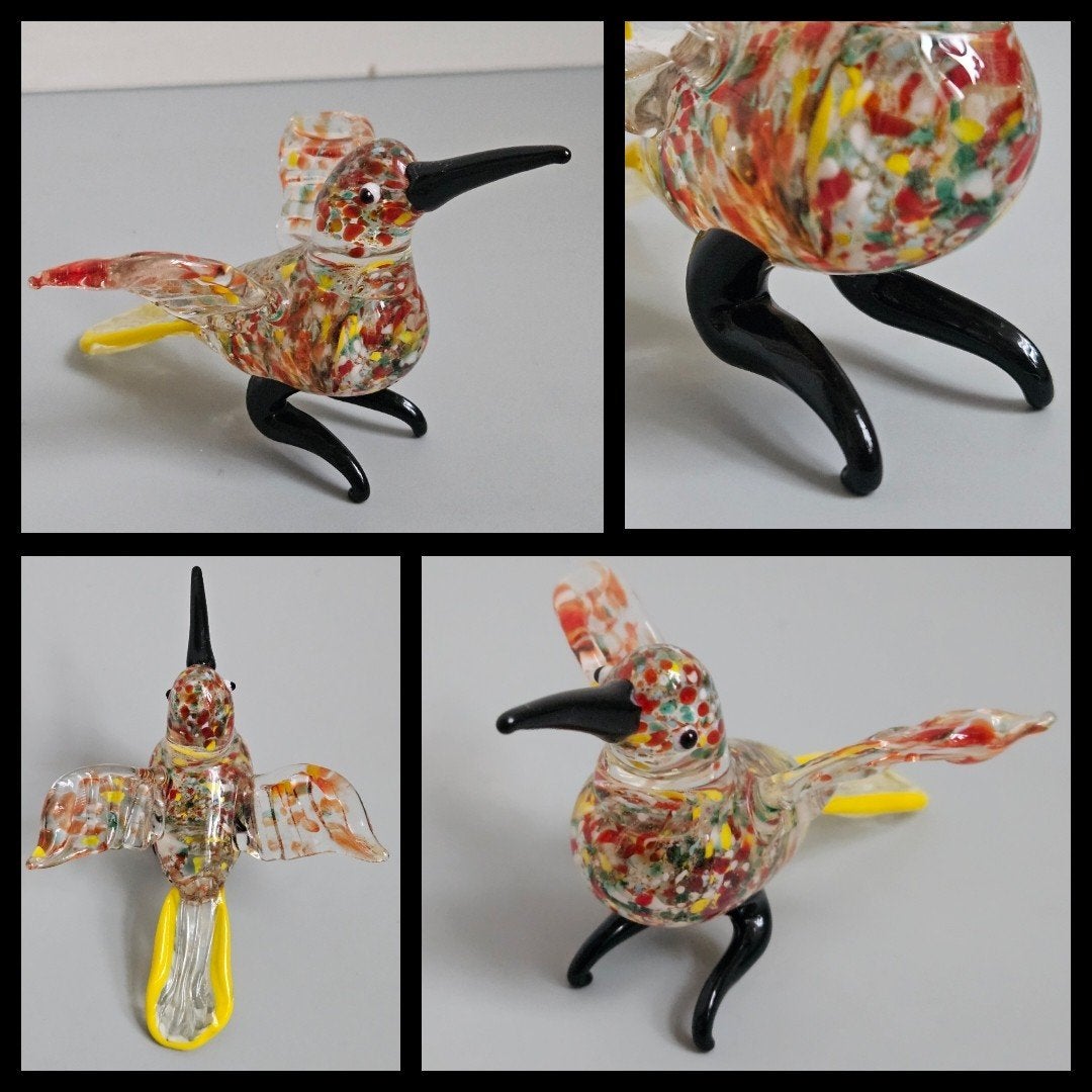 Murano stijl glazen sculptuur van een kolibrie,  puntgaaf, Ophalen of Verzenden, Beeld, Glas, Handgemaakt