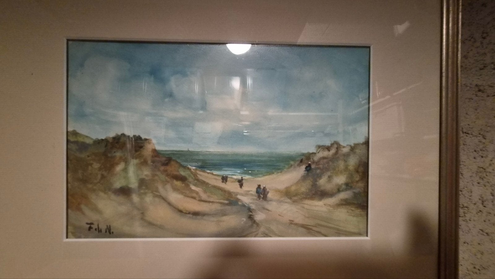 Frans de Nockee Aquarel Duinlandschap, Ophalen of Verzenden, Ingelijst, Aquarel, Maritiem / water