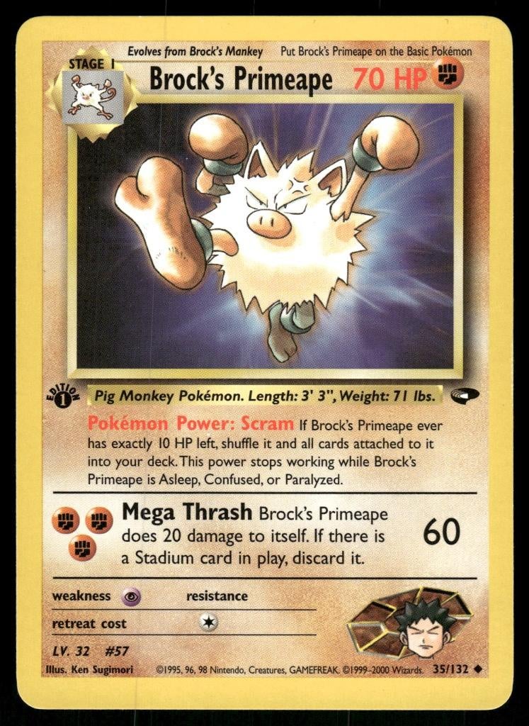 Brock's Primeape 35/132 - Gym Challenge (1st edition) (NM), Verzenden, Gebruikt