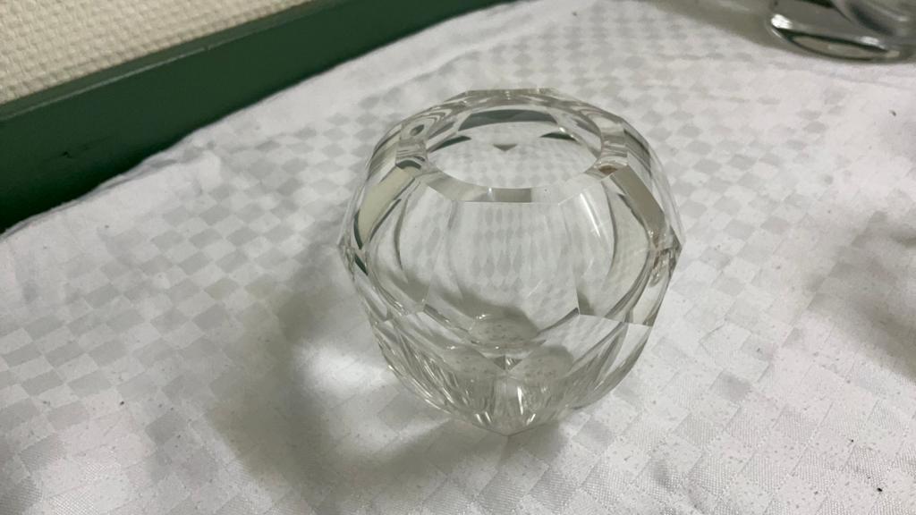 Geslepen kristallen vaasje, diamantvaas, jaren 30, Antiek en Kunst, Antiek | Glas en Kristal, Ophalen of Verzenden