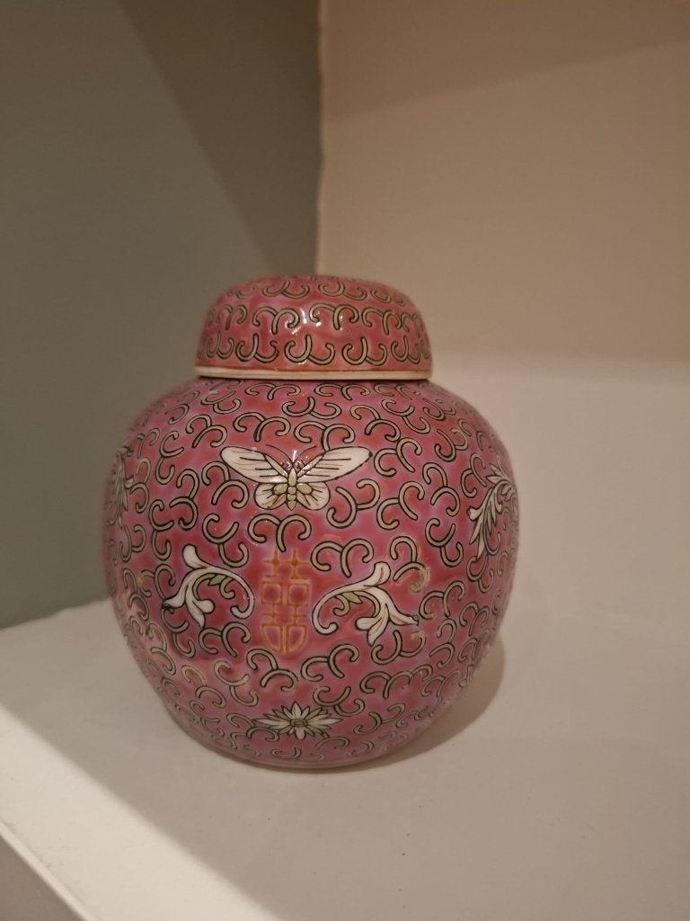 Decoratieve stijlvolle roze Chinese gemberpot, Ophalen of Verzenden