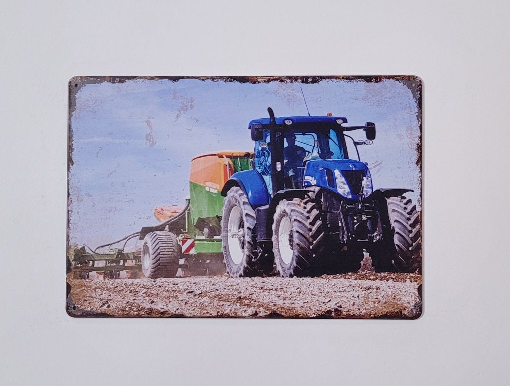 New Holland Tractor op land reclamebord van metaal wandbord, Verzamelen, Merken en Reclamevoorwerpen, Reclamebord, Info@deconoord.nl
