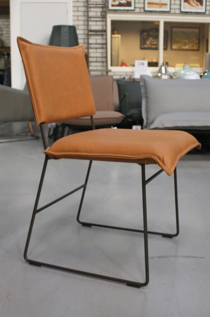 3 x luxe eetkamerstoel NORMAN Jess Design leer Sadie Camel, Ophalen, Zo goed als nieuw, Leer, Drie