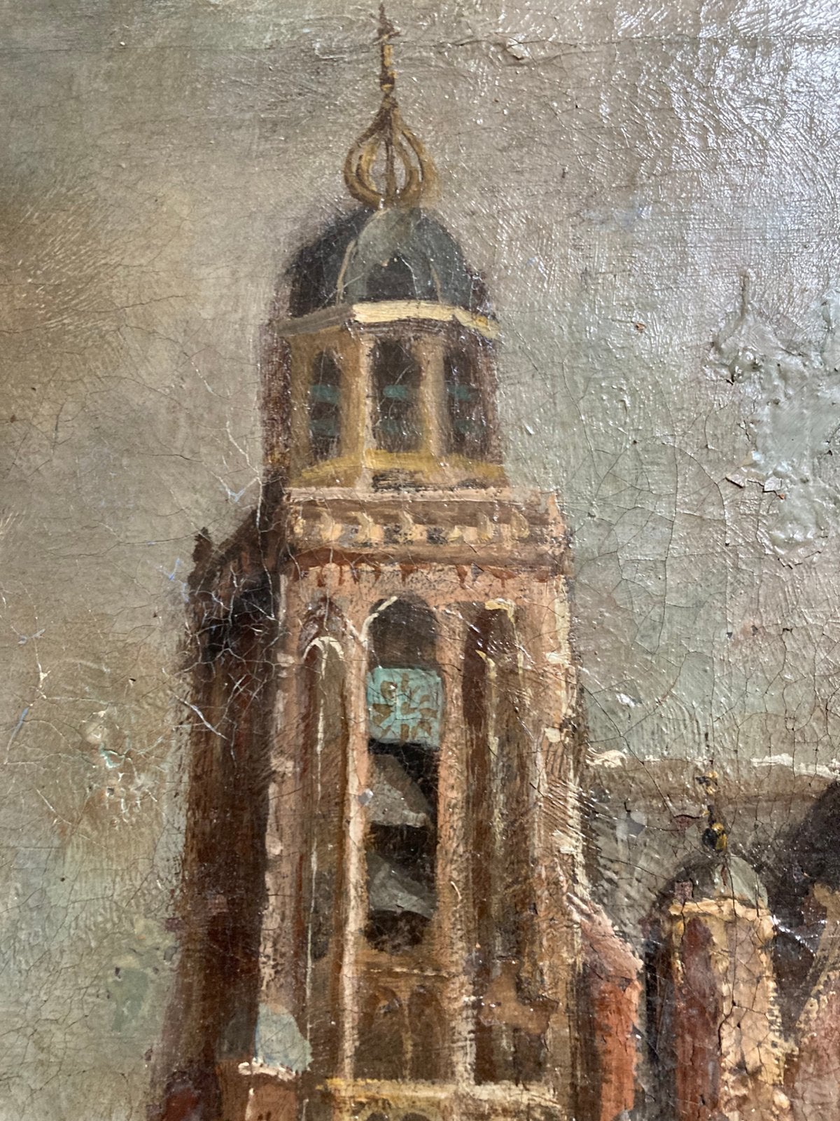 Schilderij stadsgezicht van Deventer, gesigneerd, Ophalen