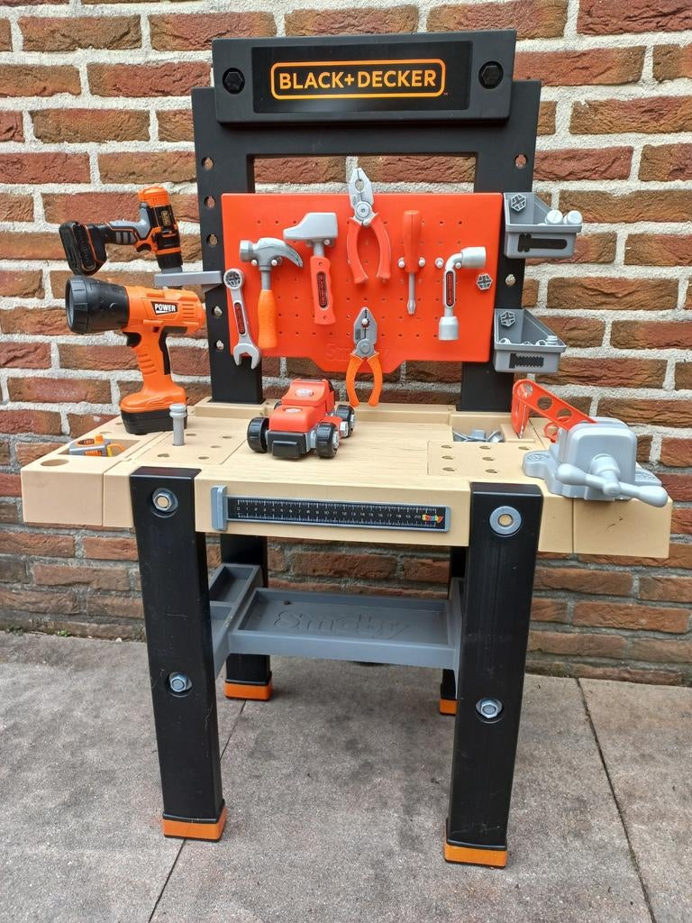 Smoby Black & Decker Werkbank met gereedschap, Ophalen, Gebruikt, Bouwen, Met licht