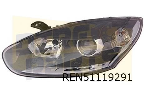 Renault Megane III (1/14-) Koplamp Links (Boven zwart/onder