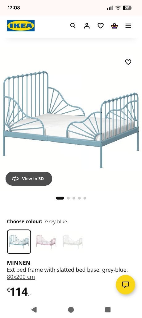 Ikea meegroeibed grijs-blauw, 85 tot 100 cm, Ophalen of Verzenden, Zo goed als nieuw, Lattenbodem