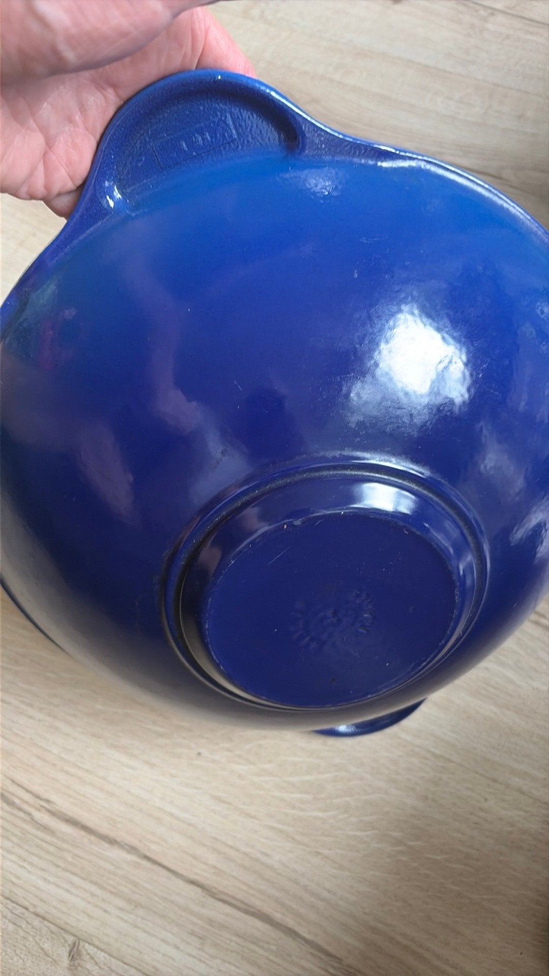 Gietijzeren Wokpan - Blauw - nauwelijks gebruikt, Ophalen, Gebruikt, Gietijzer, Geschikt voor inductie